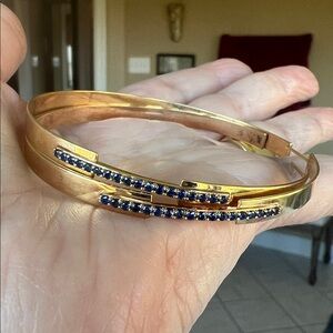 Lana 2.5 inches 14 karat gold and sapphire, oversized hoops